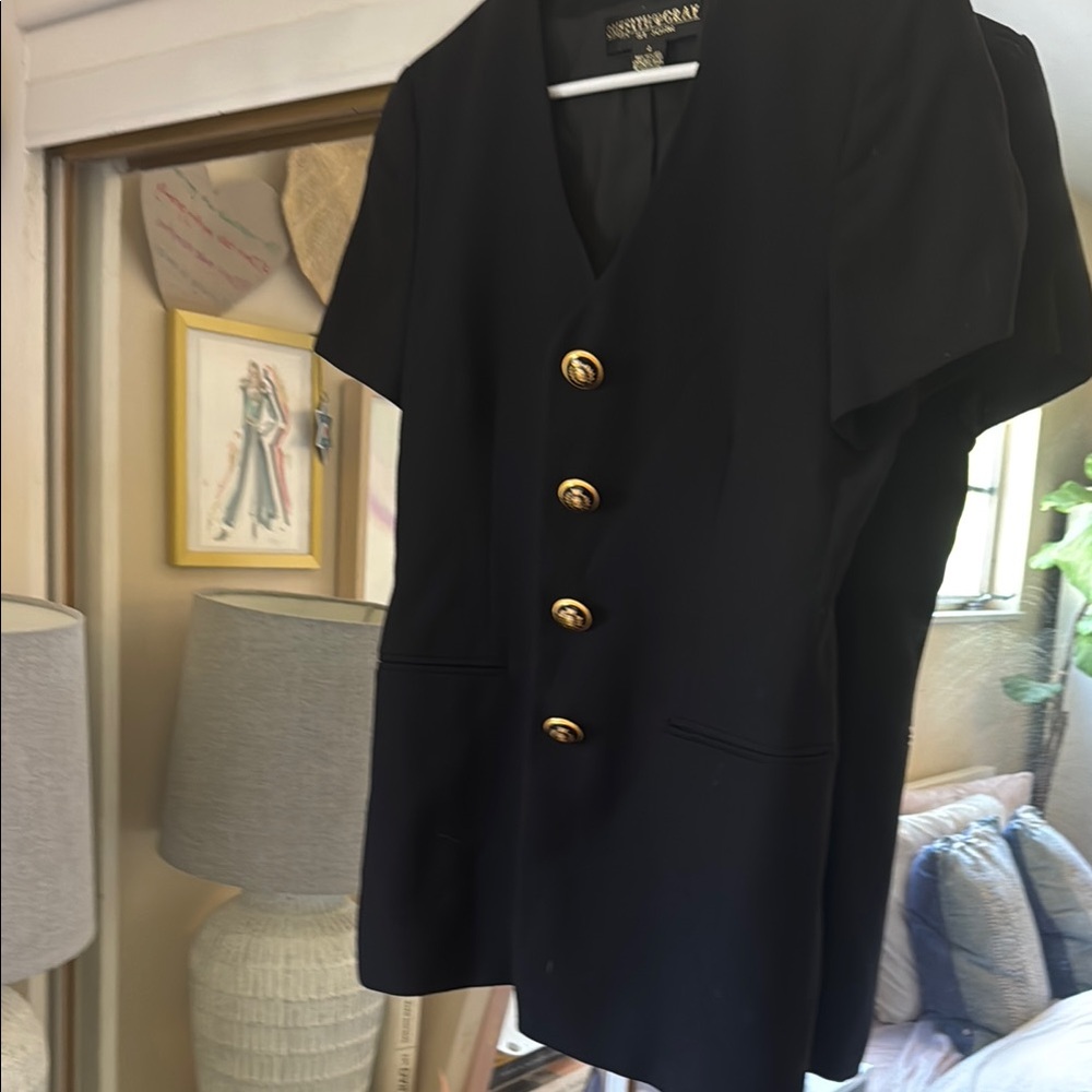 Chic Black Blazer with Gold Accents